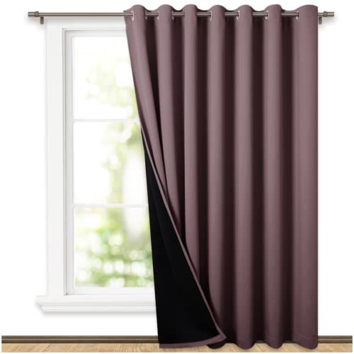 NICETOWN Total Shade Patio Door Curtain, Heavy-Duty Full Light Shading Sliding Door Drape Room Divider Curtain, Vertical Blind for Window(Dry Rose, 1 Panel, 100 inches Wide x 84 inches Long