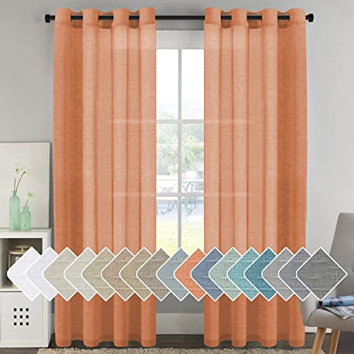 H.VERSAILTEX Linen Curtains 52x96, Orange