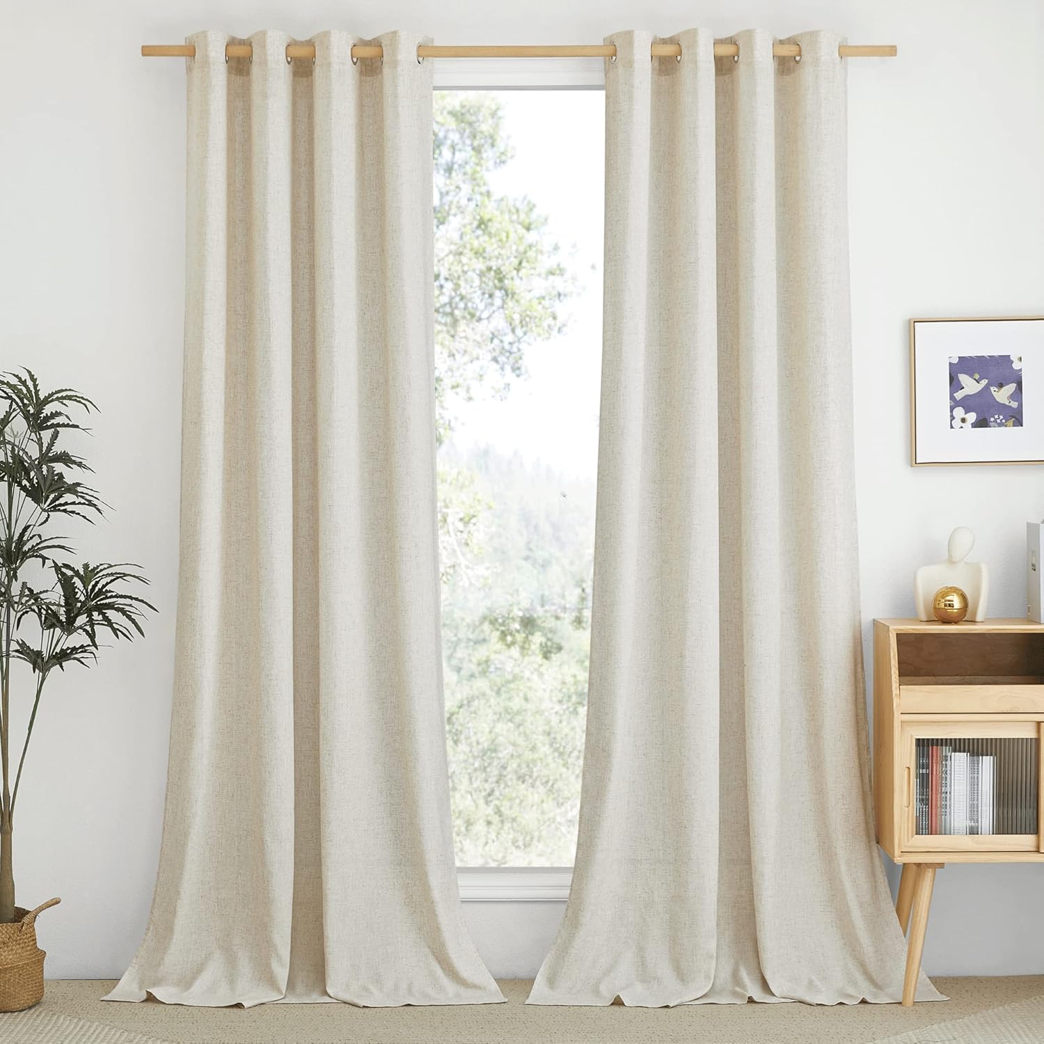 NICETOWN Natural Flax Linen 90"