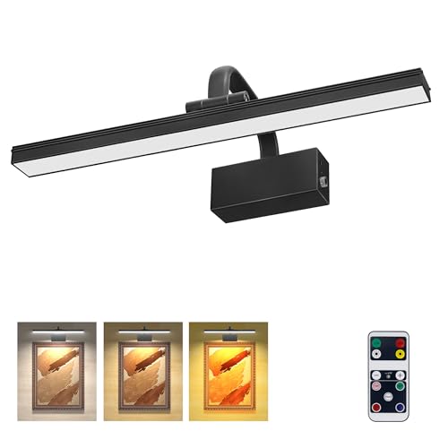Picture Light,Picture Lights for Wall Cordless,16" Picture Lights with Timer and Dimmable,Battery Wall Lights for Display Gallery Painting Art Frame Portrait-L Black