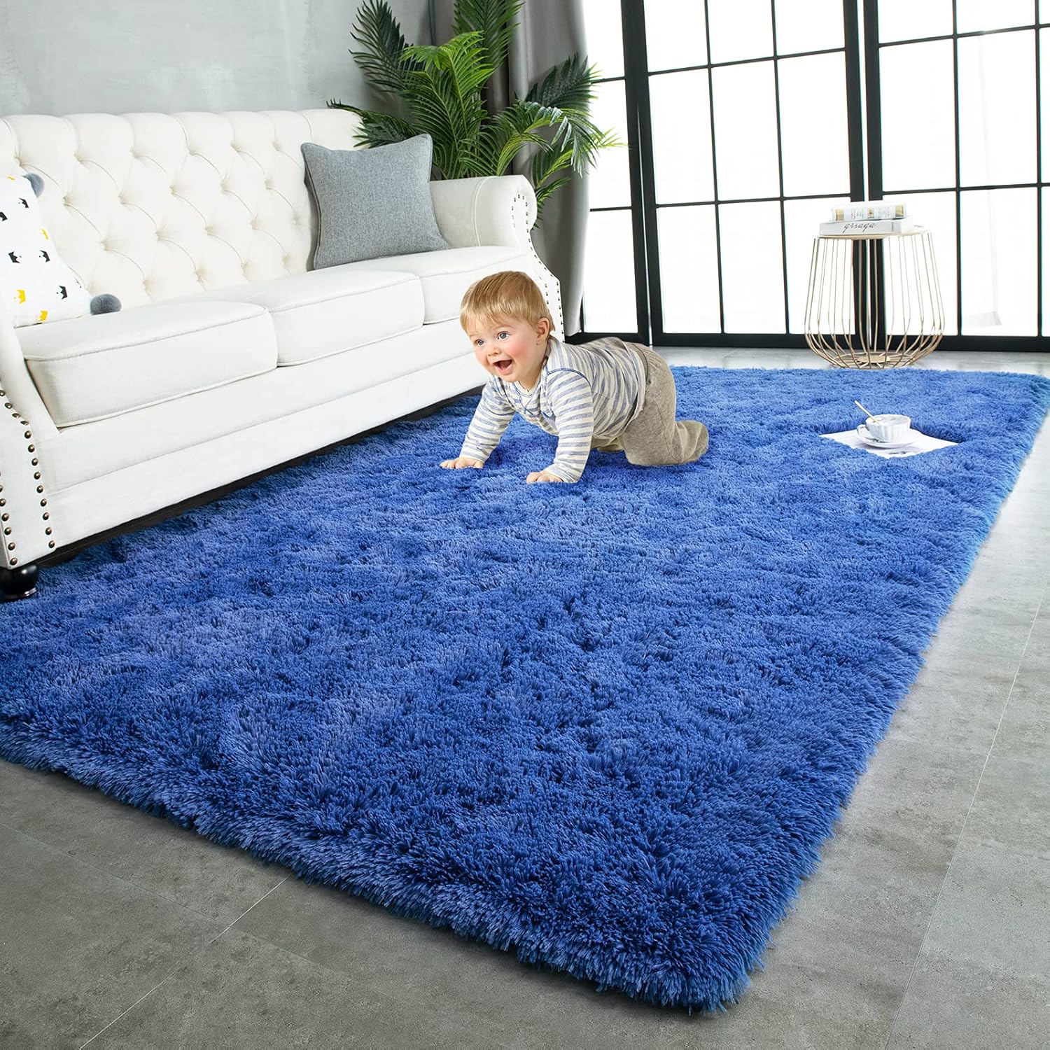 TWINNIS Shaggy Rug 8x10 Indigo