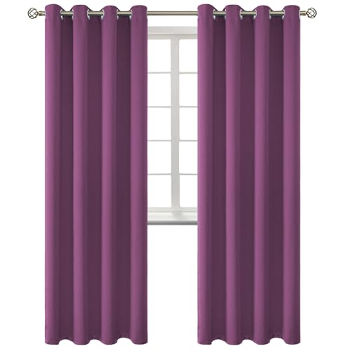 BGment Room Darkening Curtains 84 Inches Long - Grommet Thermal Insulated Drapes Window Treatment Curtains for Bedroom, 2 Panels, 52 x 84 Inch, Eggplant Purple
