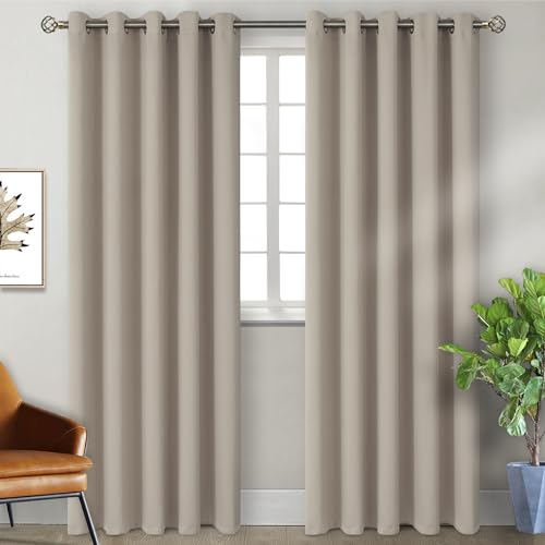 BGment Room Darkening Curtains 84 Inches Long - Grommet Thermal Insulated Drapes Window Treatment Curtains for Bedroom, 2 Panels, 70 x 84 Inch, Camel