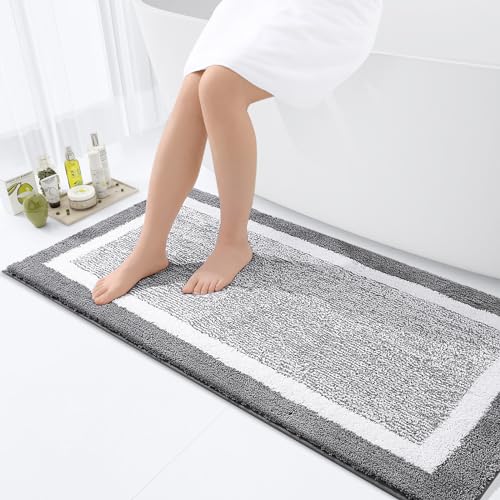 OLANLY Bathroom Rugs 47x24 (Grey)