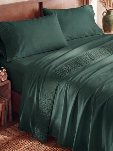 Bedsure Queen Sheet Set - 4 Pieces Soft Queen Size Sheets - Breathable & Cooling - Hotel Luxury - Easy Care Polyester Microfiber Bedding for Women, Men, Forest Green