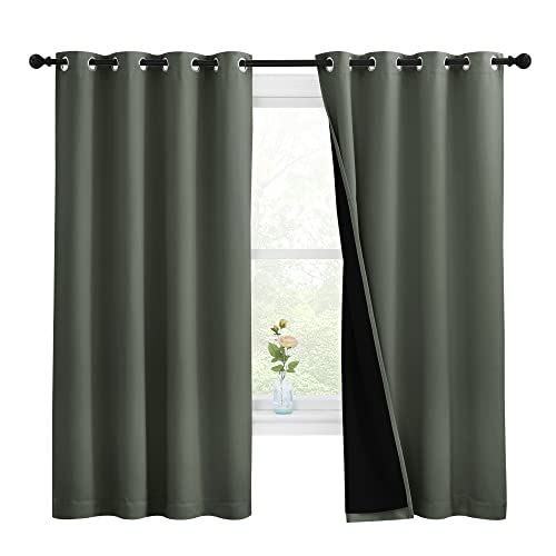 NICETOWN Dark Mallard 100% Blackout Lined Curtains