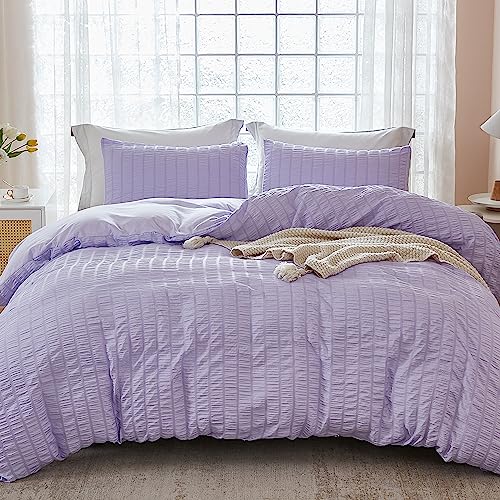 AveLom Lavender Purple Seersucker Duvet Cover