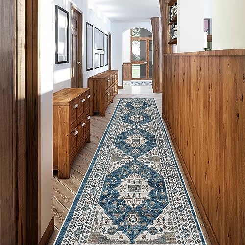 Hallway Washable Runner Rug (2'6"x12', Blue)