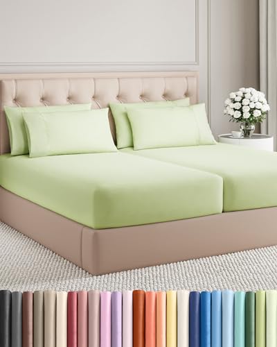 Split King 7 Piece Sheet Set - Light Sage