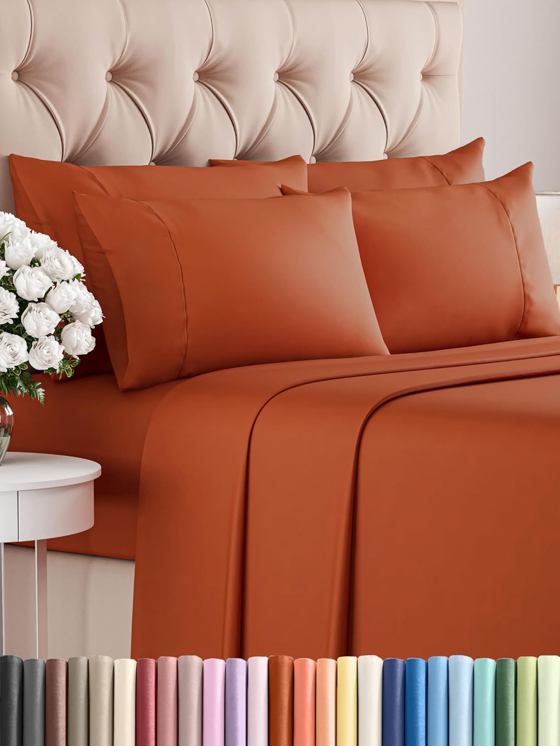 King Sheets Set 6 Piece - Terracotta