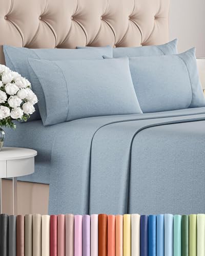 King 6 Piece Sheet Set - Heathered Blue