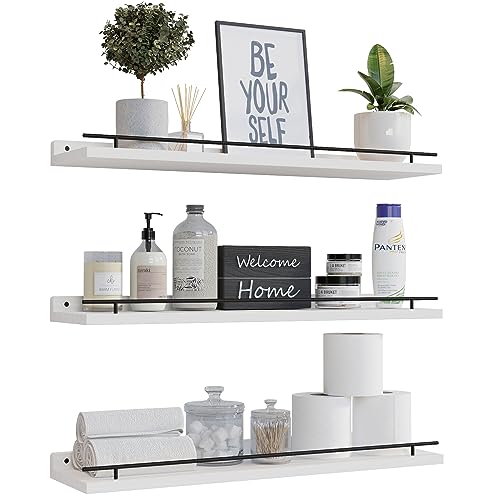 WOPITUES Floating Shelves 24 inch (Black and White)