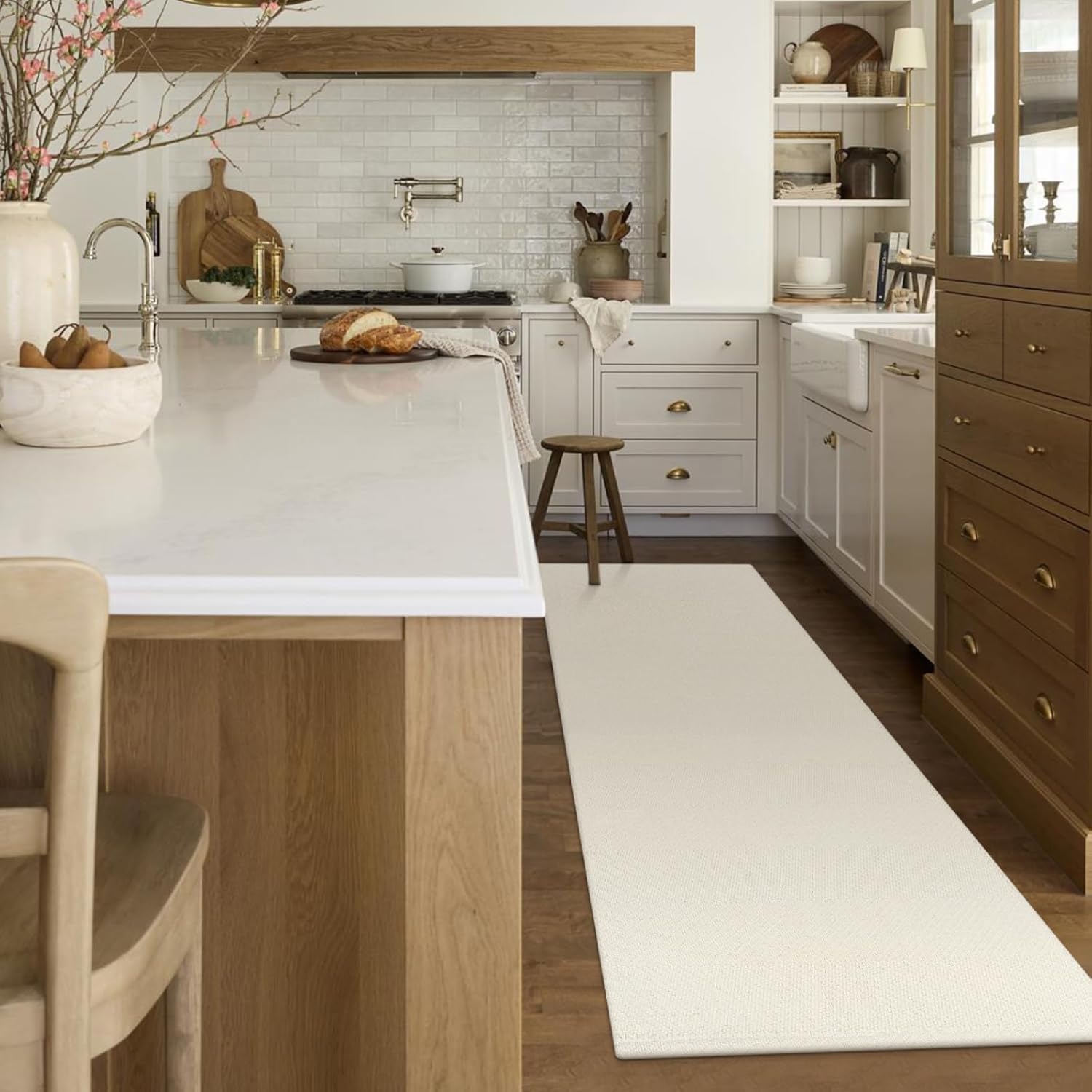 LEEVAN Cotton Runner Rug 2'x6' (White)