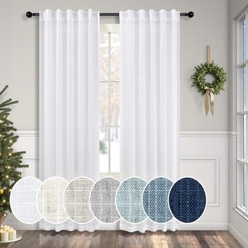 Pitalk White Linen Curtains