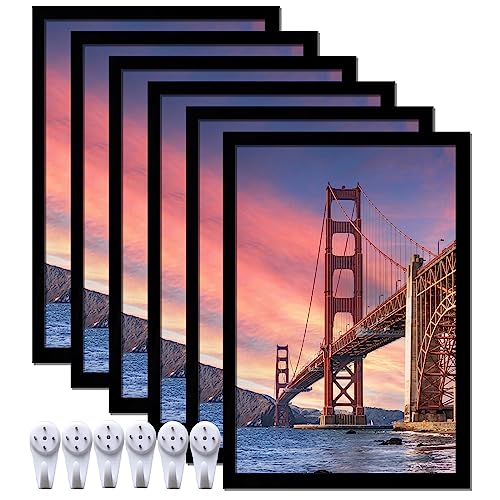6 Sets 13x19 Picture Frame, Frames for 13 x 19 Canvas Collage Photo Poster Certificate Wall Gallery, High Transparent Horizontal Vertical Black 13 by 19 Inches