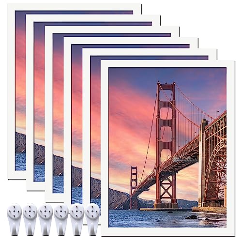 6 Sets 12x16 Picture Frame, Frames for 12 x 16 Canvas Collage Photo Poster Certificate Diamond Painting Art Wall Gallery, High Transparent Horizontal Vertical White 12 by 16 Inches