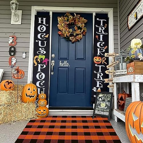 Buffalo Plaid Outdoor Rugs, 3'x5' Orange/Black