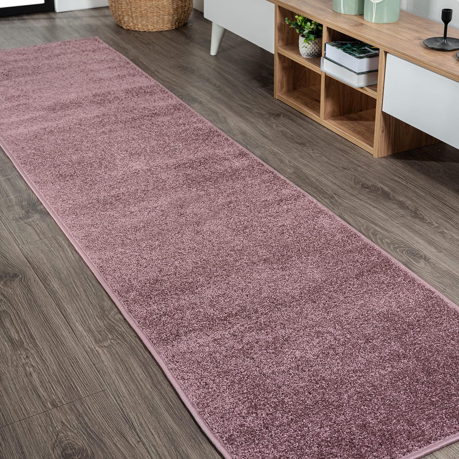 JONATHAN Y Haze Solid Low-Pile Light Purple Runner Rug 2x12