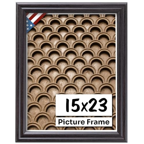 Coffee Brown 15x23 Picture Frame .75" Inch Wide - Dark Brown Wall Decor Handmade Solid Wood Frames with Preinstalled Hangers and UV Blocking Plexiglass 23x15 Frame