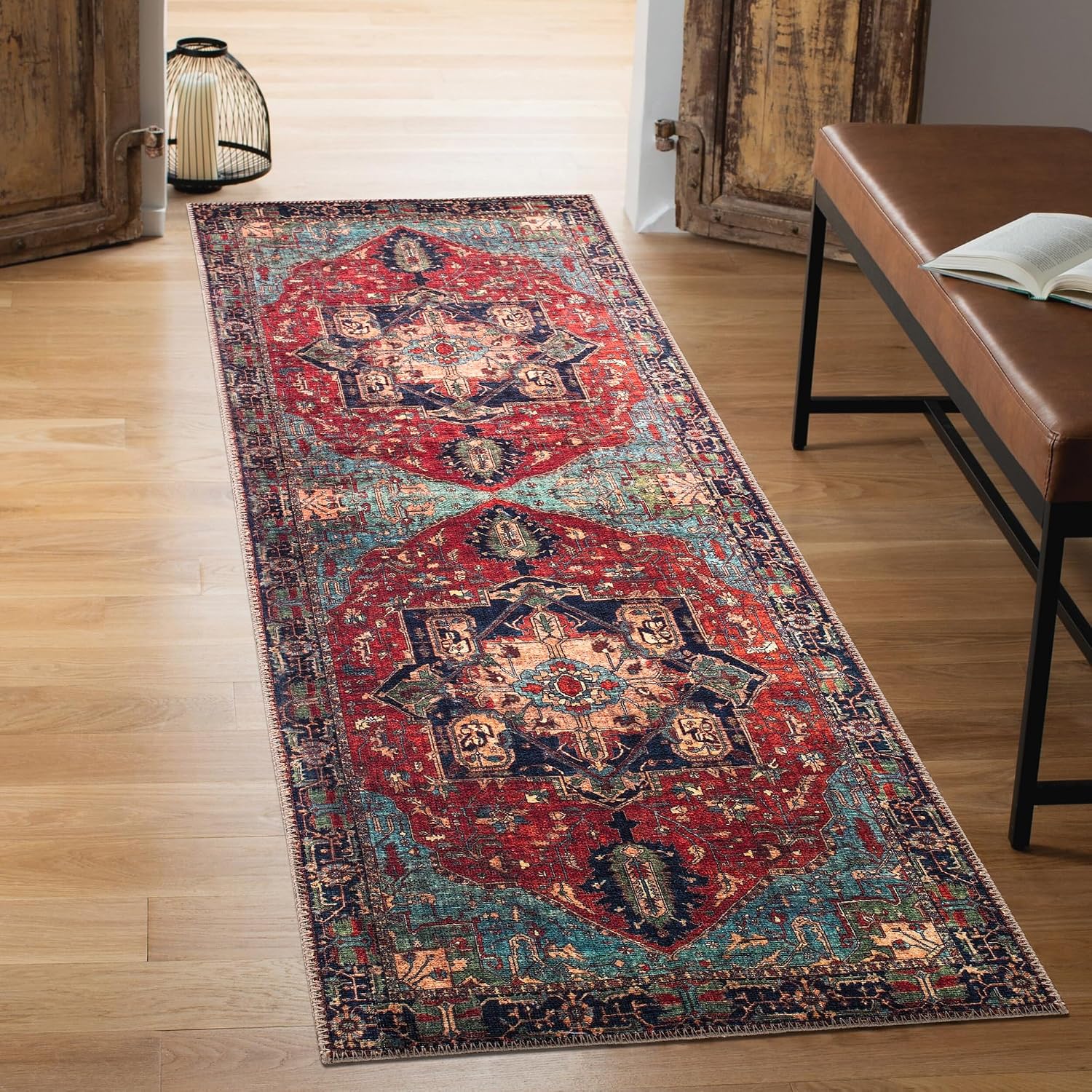 Keen Home Design 2x7 Rug - Machine Washable Runner Rug with Non-Slip Backing, Ideal for Hallway, Entryway, Kitchen, Laundry Room - Vintage, Easy Clean, Durable, Low Pile Rug - (2'6" x 7')