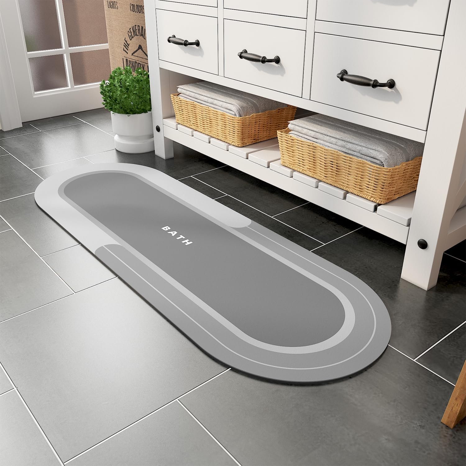 MontVoo Bath Mat Runner - Gray 17"x50"