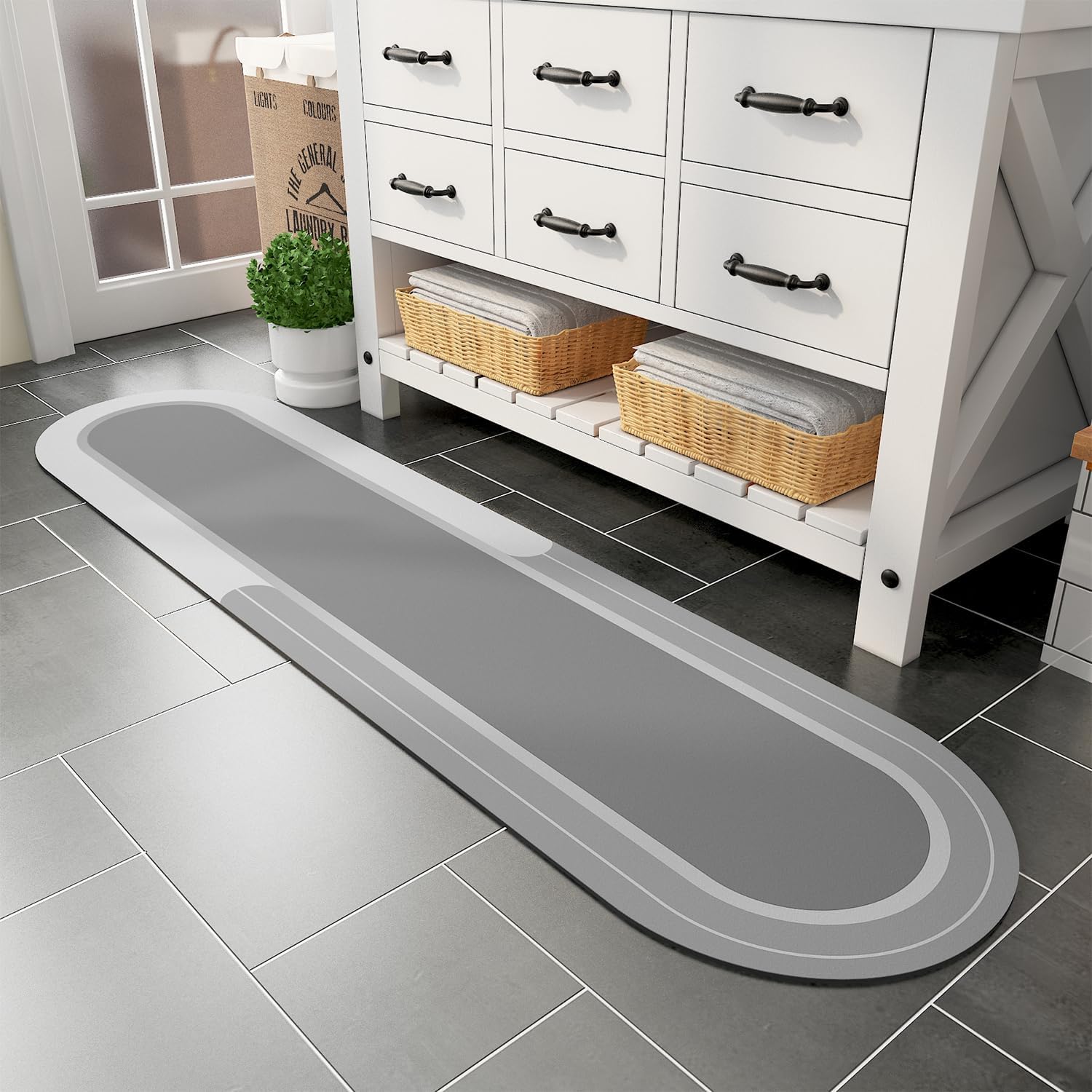 MontVoo Bath Mat Runner - Gray