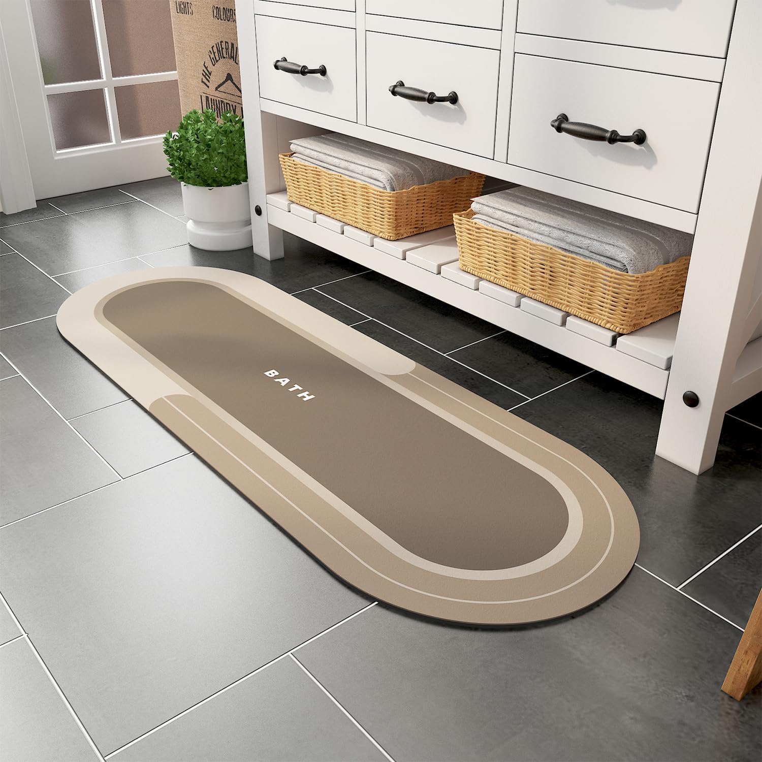 MontVoo Bath Mat Runner - Beige 17"x50"