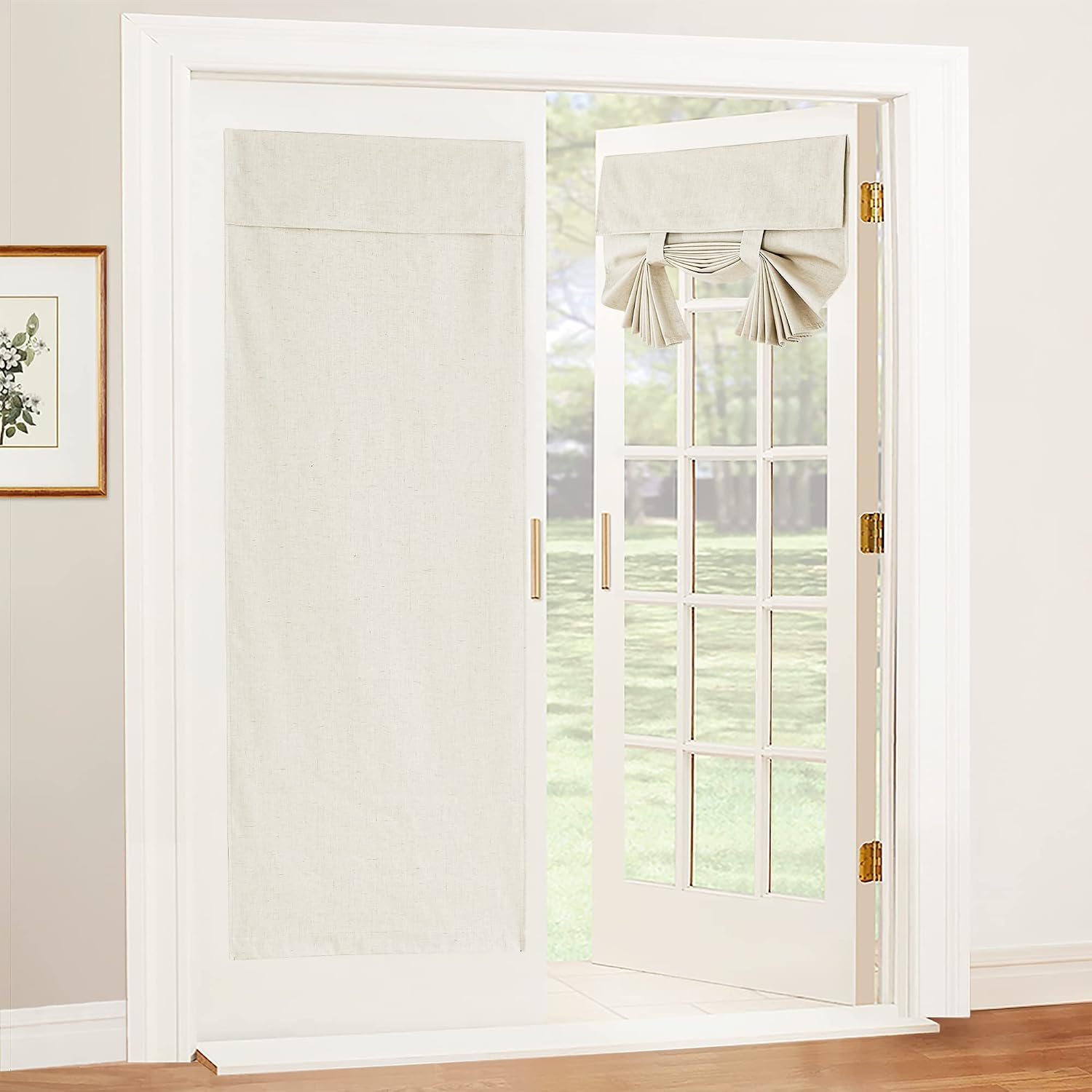 RYB HOME 100% Blackout Tricia Door Curtains (Ivory)