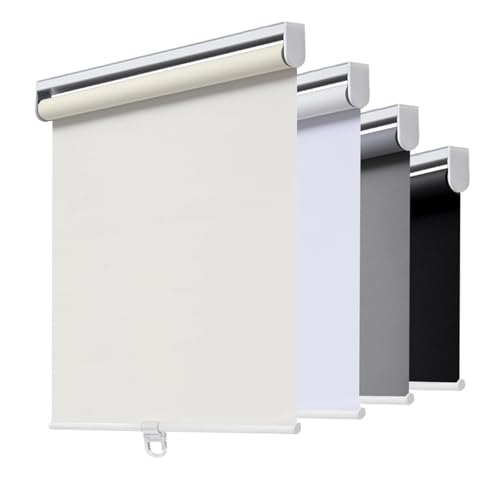 AOSKY Cordless Roller Shades Blackout Blinds for Windows Room Darkening Rolled Up Shades with Spring System, UV Protection Window Shades Door Blinds for Home and Office (37" W x 72" H, Ivory)