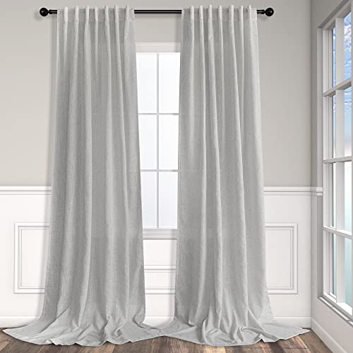 Pitalk Light Grey Linen Curtains 102"