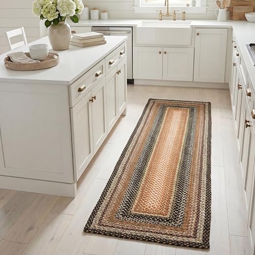 SAFAVIEH Washable Rug Outdoor Braided Collection - 2'3" x 18' Runner, Multi, Handmade & Reversible, Non-Shedding & Easy to Clean, Ideal for Patio, Backyard, Mudroom (BRD308A)