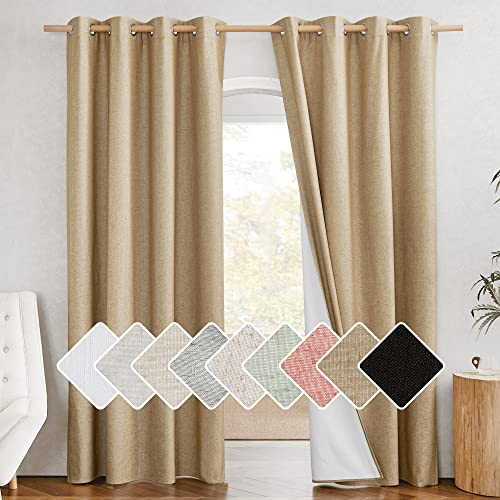 NICETOWN 100% Absolutely Blackout Linen Curtains