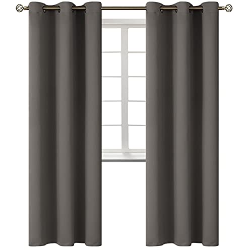 BGment Blackout Curtains for Bedroom - Grommet Thermal Insulated Room Darkening Curtains for Living Room, Set of 2 Panels (38 x 84 Inch, Grey)