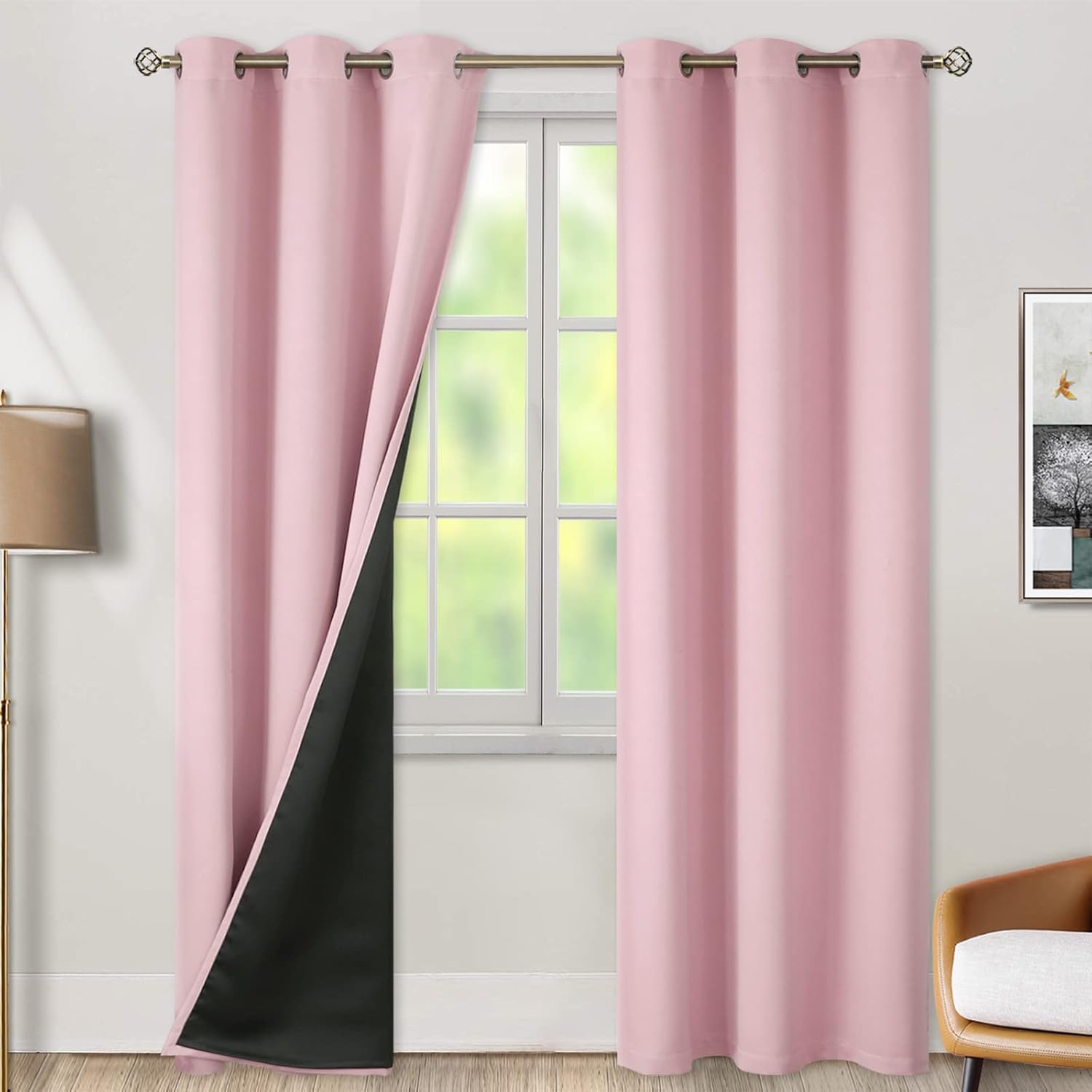 BGment Baby Pink 100% Blackout Curtains