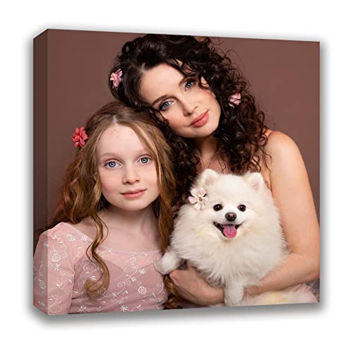 Custom Canvas Prints with Your Photos (20x20, Framed Canvas) Custom Framed Wall Art Personalized Canvas Pictures for Pet/Family Gifts for Mom/Men/Women