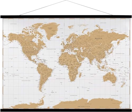 FALAMON Magnetic Poster Hanger Frame, 40x27 40x28 40x30 Teak Wood Magnet Poster Frame for Posters, Prints, Photos, Pictures, Maps, Scrolls, and Canvas Artwork(Black, 40")