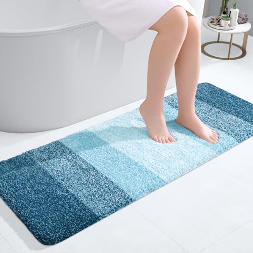 OLANLY Bathroom Runner Rugs 47x17 (Peacock Blue)