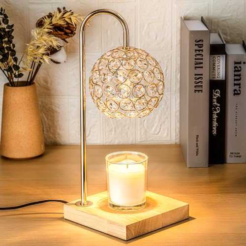 Candle Warmer Lamp with Timer, Round Diamond Home Decor Gifts for Mom Women, Gold Diamond Lamp