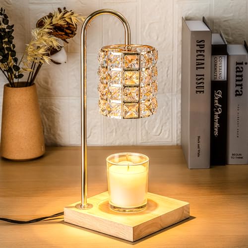 Electric Candle Warmer Lamp with Timer, Wax Melt Warmer, Gold Aesthetic Room Home Decor, Vintage Square Diamond