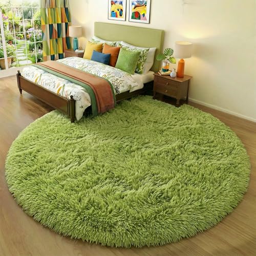 Amdrebio Grass Green Round Rug 6Ft