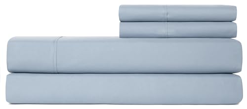 Twin XL Sheets Set 4 Piece Cooling Bed Sheets with 2 Envelope Pillowcases Soft Microfiber Deep Pocket Hypoallergenic Machine Washable Bedding Set for Dorm or Bunk by Casual Living, Twin XL, Light Blue