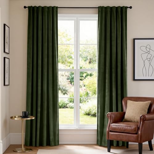 Lazzzy Green Velvet Curtain 84"