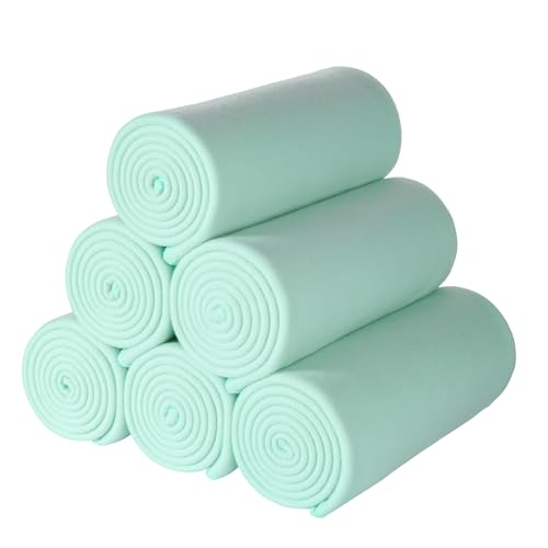 CAI TENG Fleece Throw Blankets Blanket Lightweight Warm Soft Cozy Kids Pet-Friendly Bulk Fleece Blanket Solid for Home, Bed, Sofa, Dorm, Office, Gifts, Outdoor Mint 6 Pack 50 x 60 inch