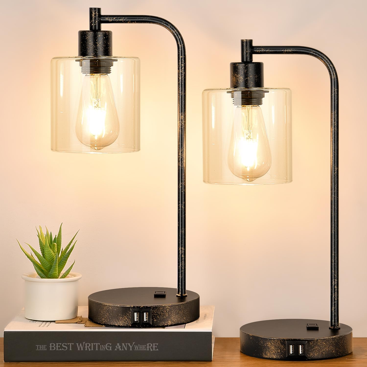 Nintiue Industrial Touch Table Lamps Set