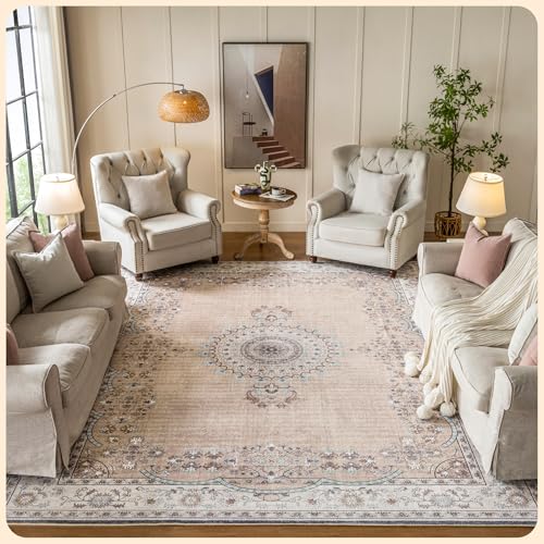 Istana Bedroom Rugs 9x12 - Beige Area Rugs - Foldable Big Rugs for Living Room - Stain Resistant 9 X 12 Rug - Eco-Friendly 9 X 12 Outdoor Rug - Easy to Clean Dining Room Rug 9x12