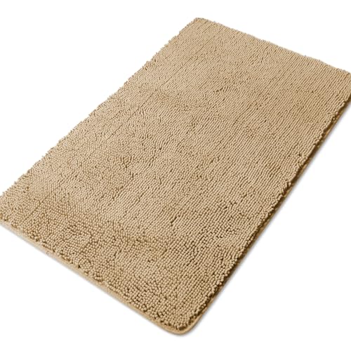 Yeaban Bathroom Runner Rug 30 x 50 Inch  Thick Chenille Long Bath Mat | Absorbent and Washable Extra Large Bath Rug Non-Slip, Soft Runner Rug for Bathroom, Shower, Sink - (Beige)