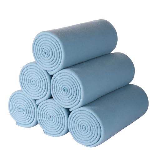 CAI TENG Fleece Throw Blankets Lightweight Warm Soft Cozy Kids Blanket Pet-Friendly Bulk Fleece Blanket Solid for Home, Bed, Sofa, Dorm, Office, Gifts, Outdoor Washed Blue 6 Pack 50 x 60 inch