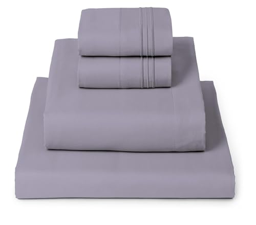 Mellanni California King Sheets Set - 4 PC Iconic Collection Bedding - Hotel Luxury, Extra Soft, Cooling Bed Sheets - Wrinkle, Fade, Stain Resistant (Cal King, Hazy Lilac)