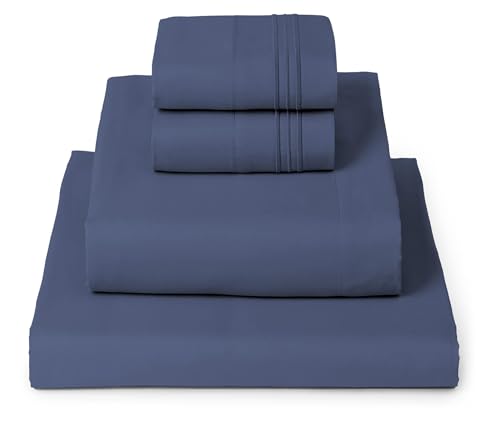Mellanni California King Sheets Set - 4 PC Iconic Collection Bedding - Hotel Luxury, Extra Soft, Cooling Bed Sheets - Wrinkle, Fade, Stain Resistant (Cal King, Blue Nova)