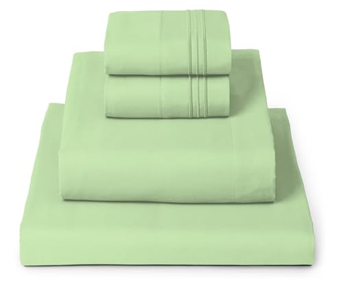 Mellanni Queen Sheets Set - 4 PC Iconic Collection Bedding - Hotel Luxury, Extra Soft, Cooling Bed Sheets - Wrinkle, Fade, Stain Resistant (Queen, Pistachio)